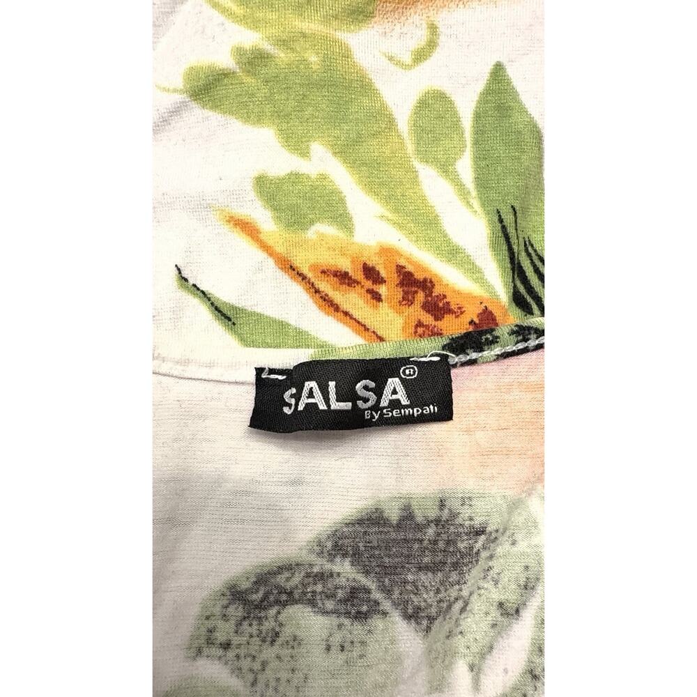 Women’s Floral Print Short Sleeve Top | Tropical Botanical | Bright Multicolor - Picture 3 of 4